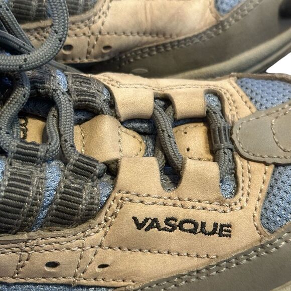 VASQUE Women's 9 #7373 Stealth Slate Nubuck Leather Hiking Shoes Tan Blue Sz 7 - Picture 4 of 14